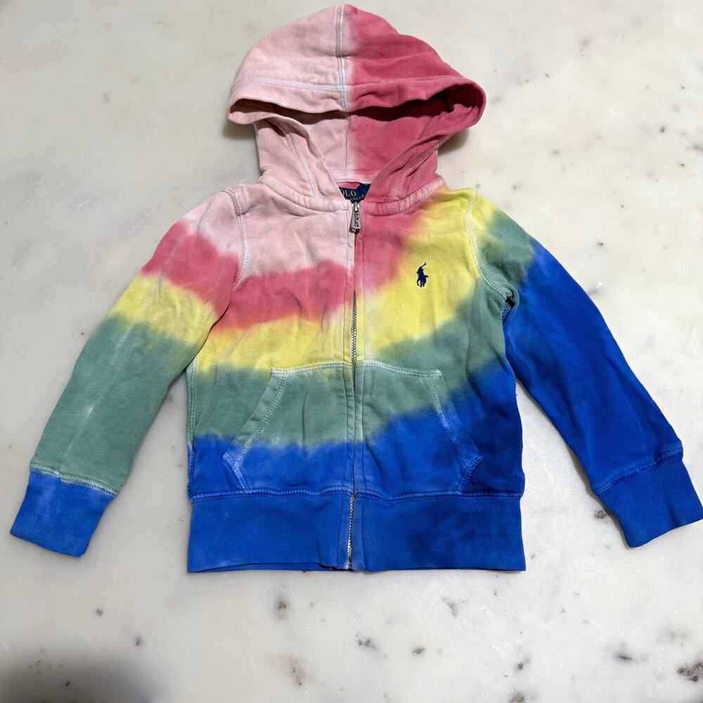 Polo Ralph Lauren Toddler Tie-Dye Full Zip Hooded Jacket Pockets 3T Autumn